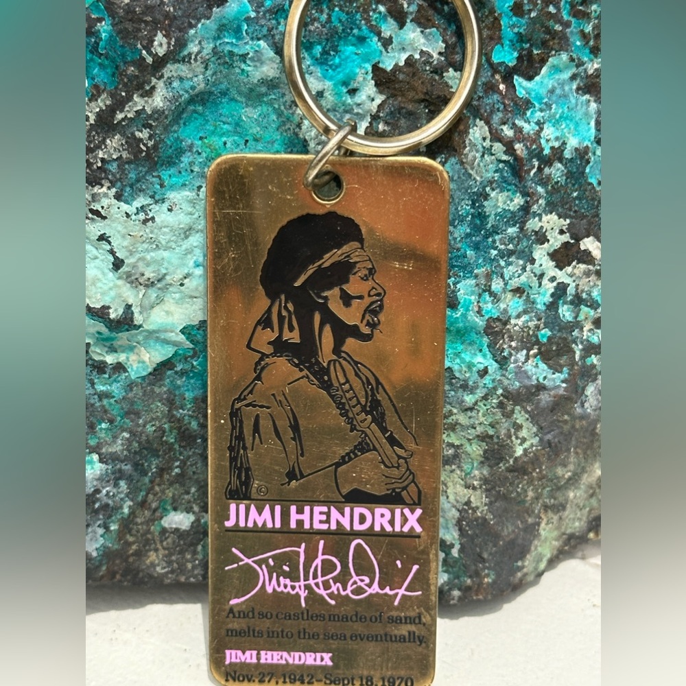 Vintage. 80’s Jimi Hendrix Brass Key Chain Fillmore West Ticket to Show 4”